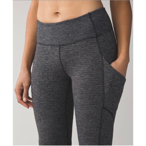 Lululemon Speed Tight IV *Rulu Side Pocket Black Heathered Black‎ Size 6 - Picture 2 of 12